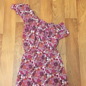 Pink floral one shoulder maxi dress
